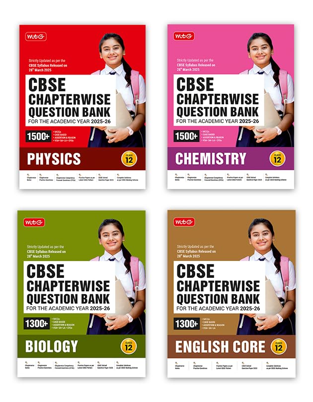 MTG CBSE Chapterwise Question Bank Class 12 Physics, Chemistry, Biology & English For 2026 Board Exam | As Per Latest CBSE Sylla