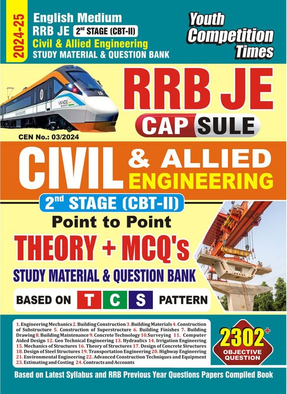 RRB JE CIVIL & Allied Study Material & Question Bank Capsule (2302 Objecive Question) English Medium
