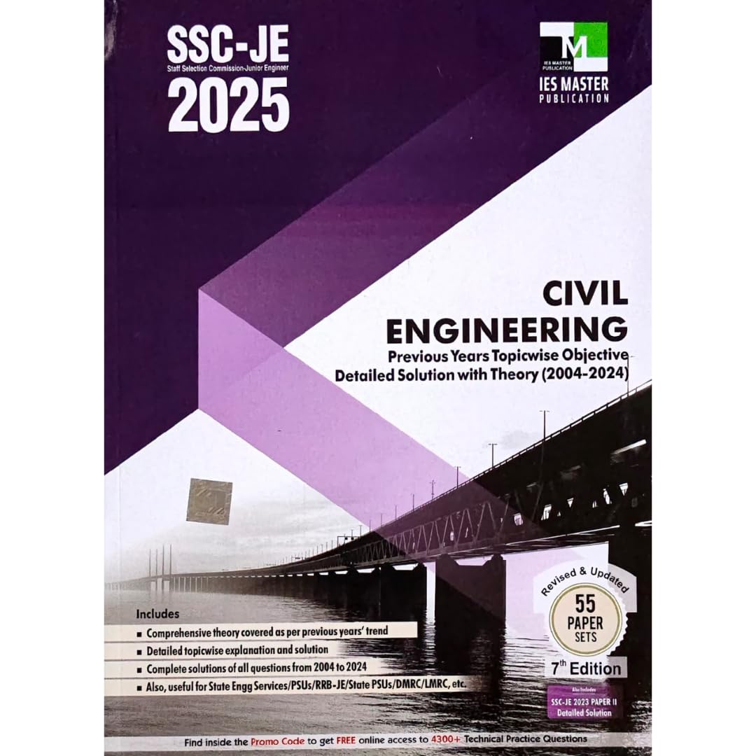 Ssc Je 2024  25 Civil Engineering Book | 55 Paper Set | Previouse Years Topicwise Objective Detailed Solution With Theory (2004