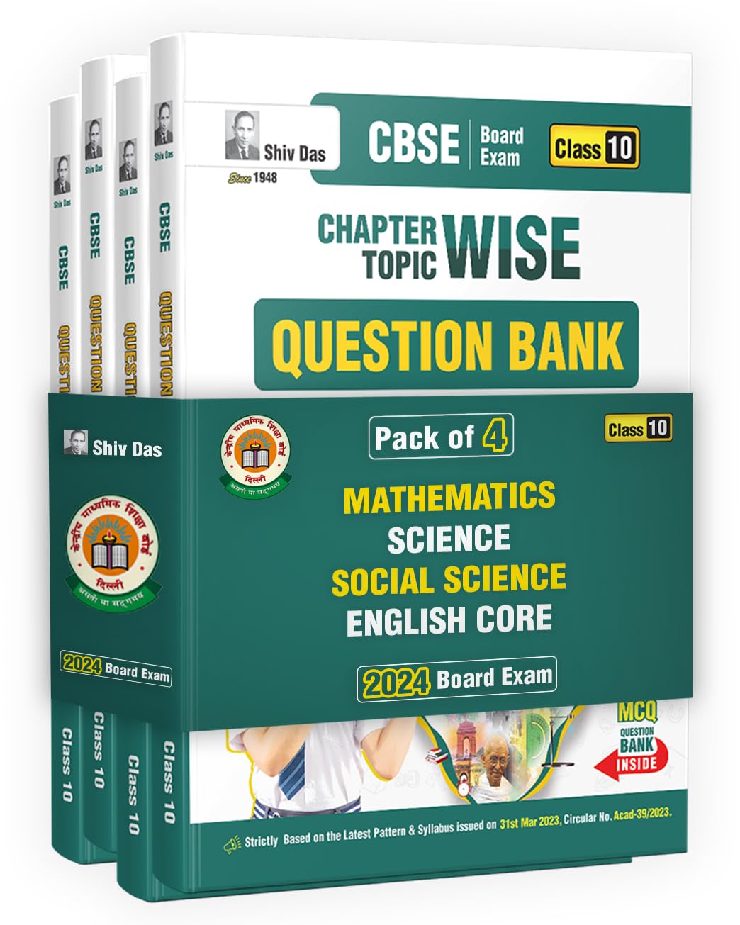 Shivdas CBSE Class 10 Pack of 4 Mathematics Standard Science Social Science English Language and Literature Chapterwise Solved Q