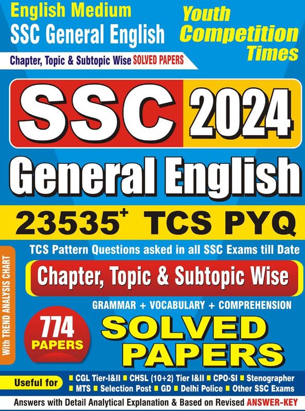 English Medium SSC General English Chapterwise Solved Papers 774 Papers 2024 (Youth Competition Times)