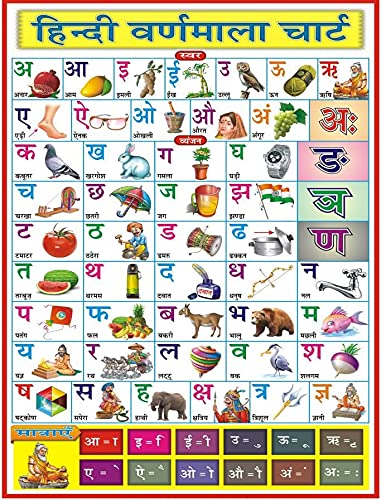 Hindi Varnmala Chart For Kids | 70X100 Cm (Extra Large Size To Attract Kids) | NonTearable And Waterproof (Laminated) | Hindi A