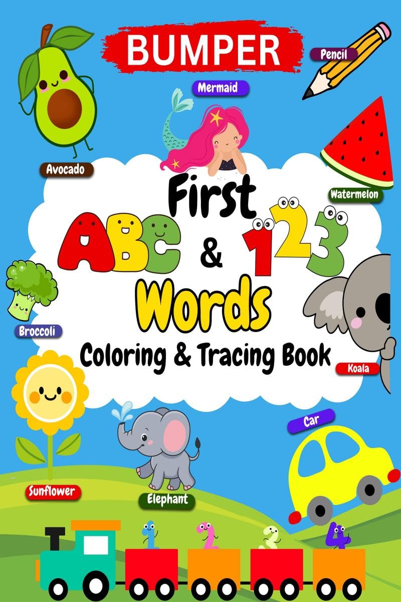 First ABC&123 words coloring book : A fun and educational coloring book of pictures with alphabets, numbers and shapes. Letter t