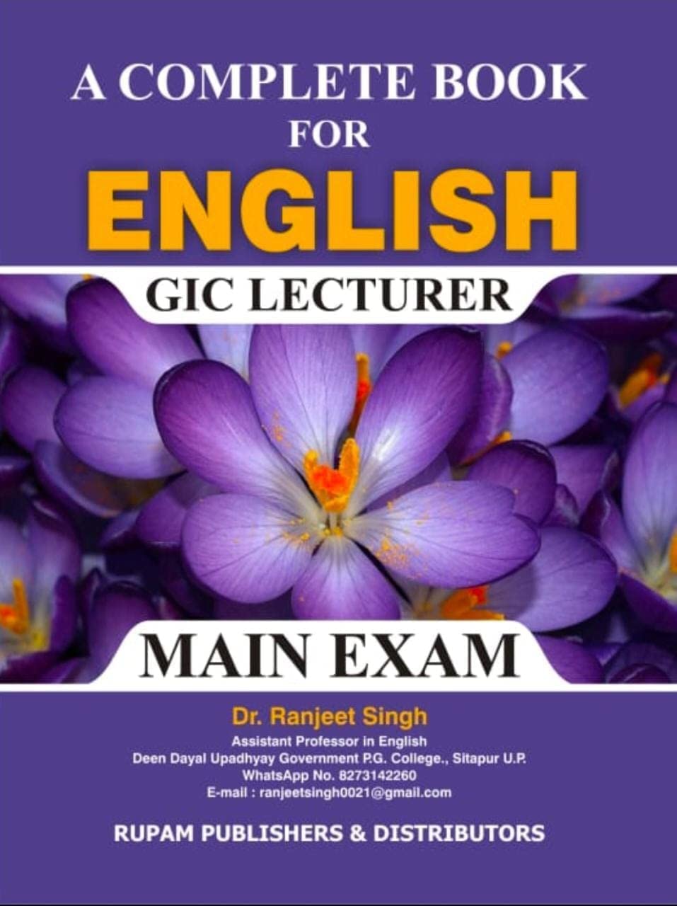 A Complete Book for English GIC Lecturer (Main Exam Conducted by UP PSC)