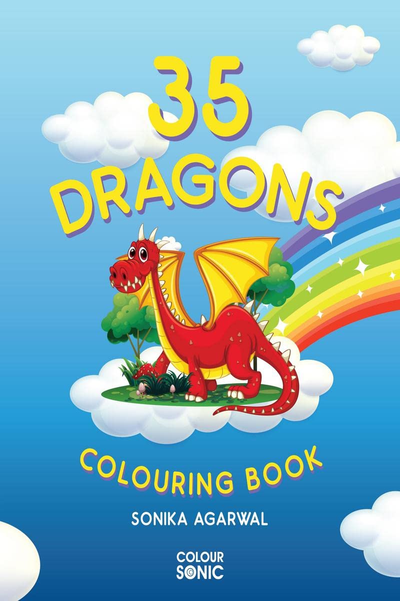 35 Dragons Colouring Book : 35 Cute Dragons Colouring Pages | Gift for Kids and Toddlers, Ages 38 | Painting and Drawing Book w