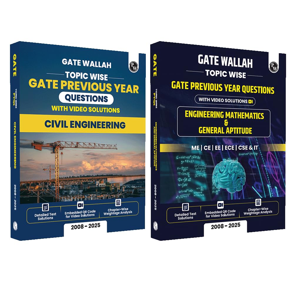 PW GATEWALLAH Civil Engineering and Engineering Mathematics & General Aptitude Combo Set of 2 Books Topicwise Previous Years Sol