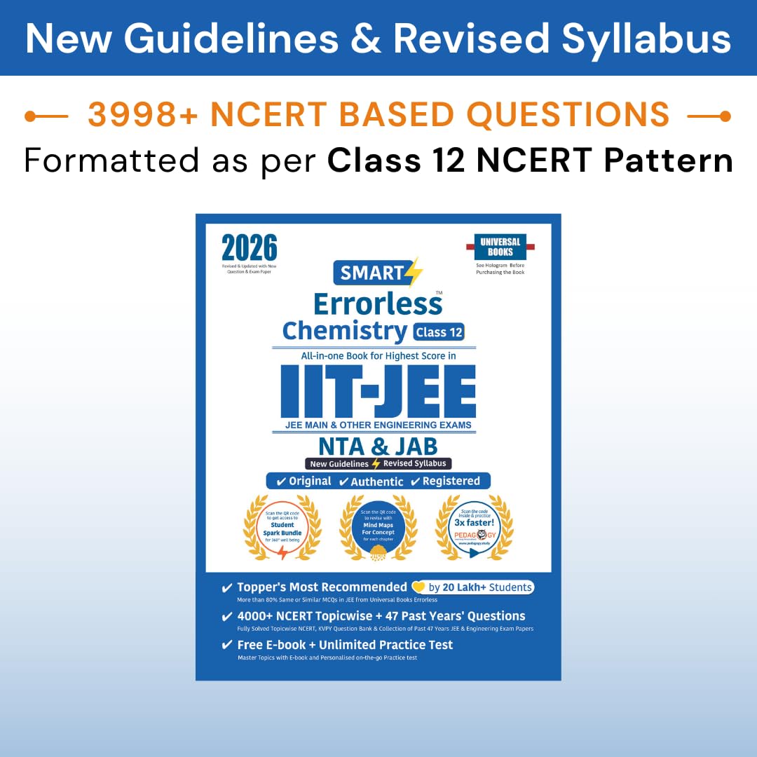 Universal Books Smart Errorless Chemistry Class 12 for JEE Main & Advanced 2026 | NCERT Based | 4000+ Topicwise MCQs, PYQs From 