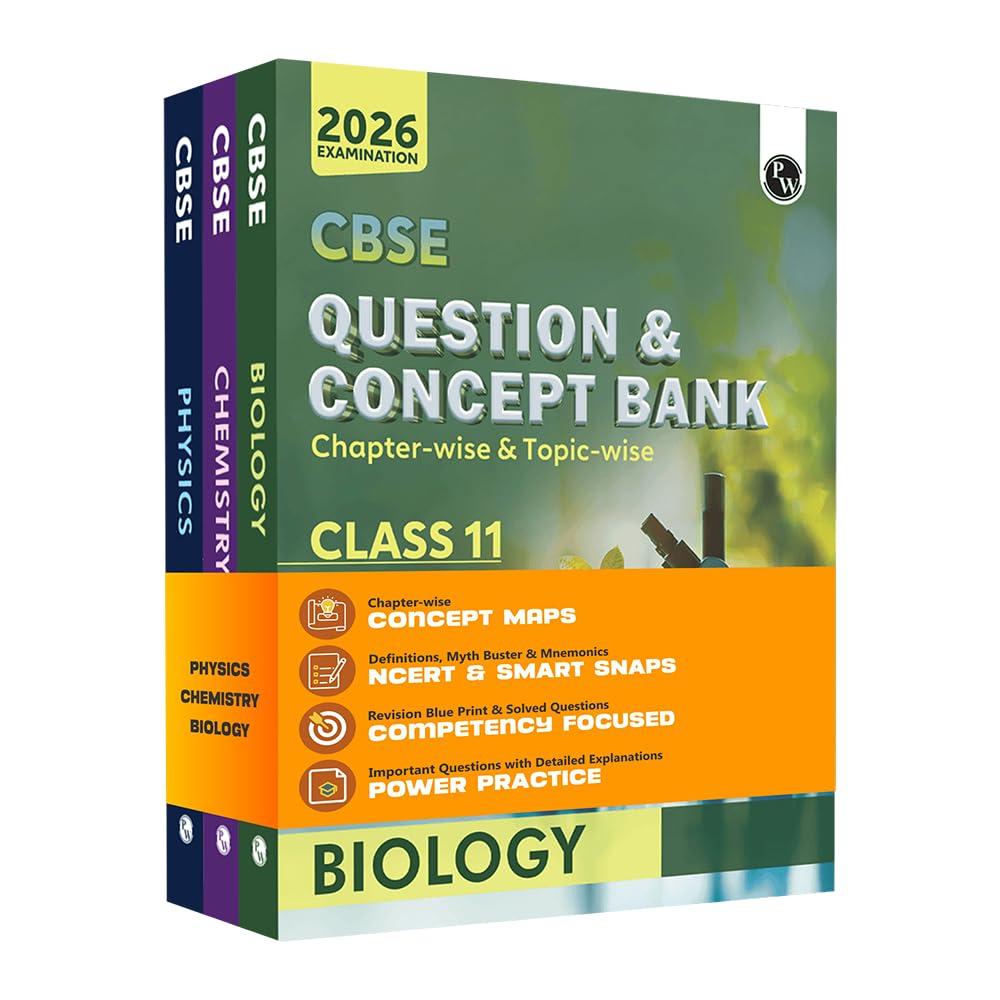 PW CBSE Question & Concept Bank (QCB) Class 11 Physics, Chemistry, Biology Combo Set of 3 Books Chapterwise & Topicwise Solved Q