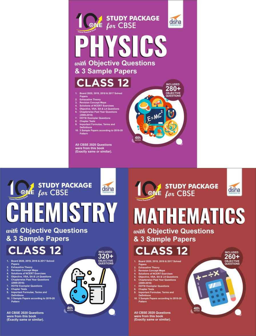 Combo 10 In One Study Package For Cbse Physics, Chemistry & Mathematics Class 12 With Objective Questions & 9 Sample Papers 4Th 