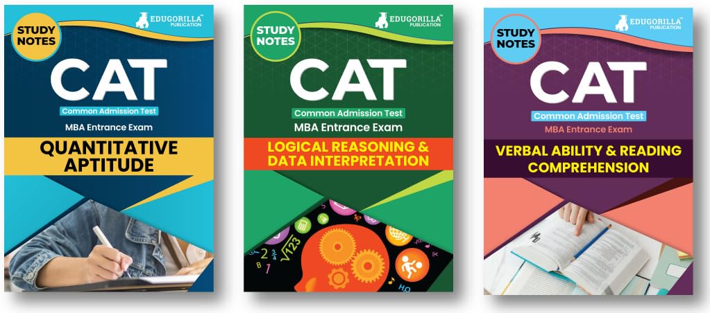 Cat Preparation Combo : 3 Study Notes For Quant, Varc, Dilr Prearation | TopicWise Theory & Practice Mcqs For Management Entran