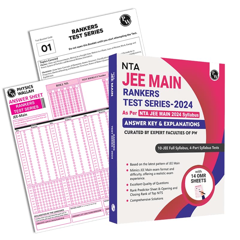 PW NTA JEE MAIN Rankers Test Series  2024 with Latest Pattern | 10 Full Syllabus + 4 Part Syllabus (Class 11th & 12th) | OMR Sh