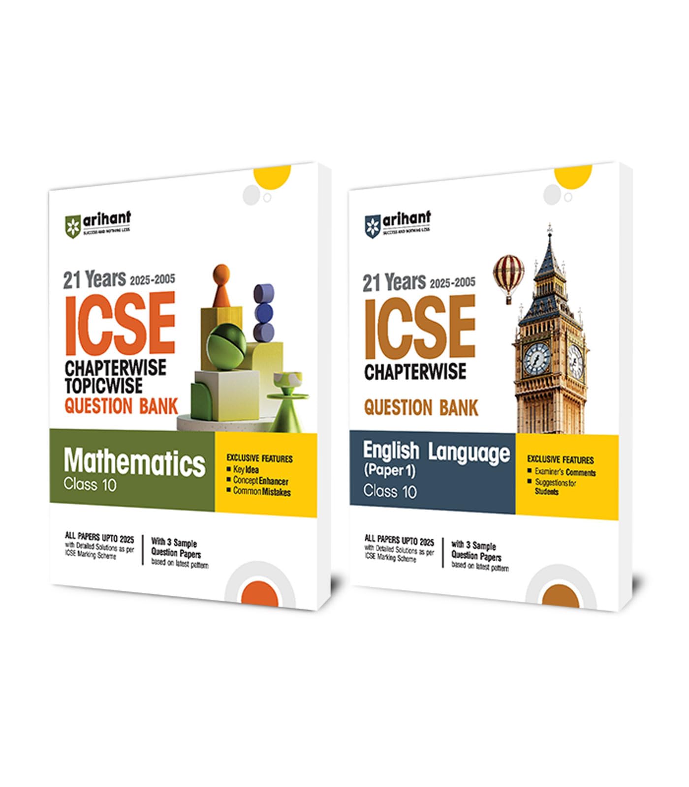 Arihant ICSE Question Bank Chapterwise & Topicwise Class 10 Mathematics and English Language (Paper 1) For 2026 Board Exam (Set 