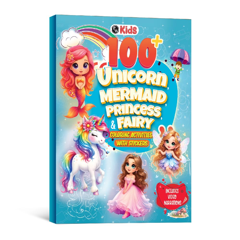 100+ Unicorn, Mermaid, Fairy and Princess Coloring Activities with Stickers Book For Kids 3+ Years Old | Coloring Book, Stickers
