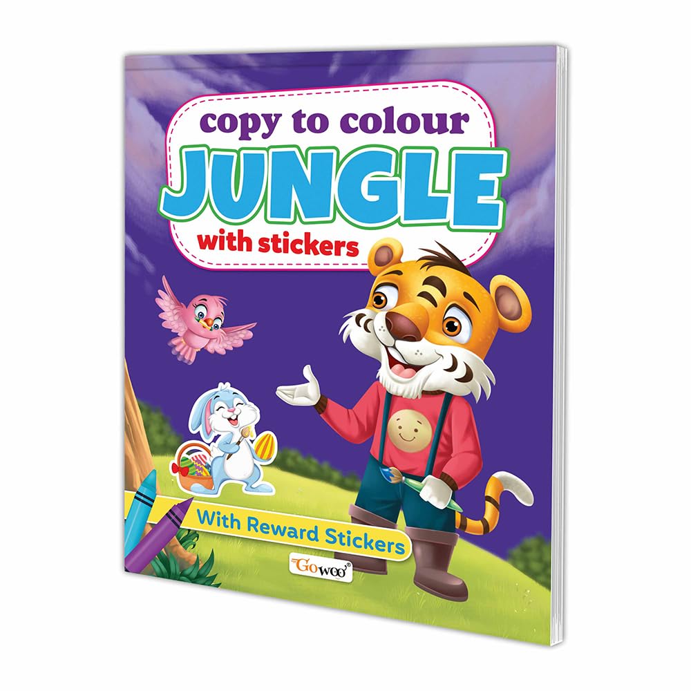 Copy to Colour Jungle with Stickers fir kids (Ages 312) : Copy colouring book, Early learning colouring book, Creative colourin