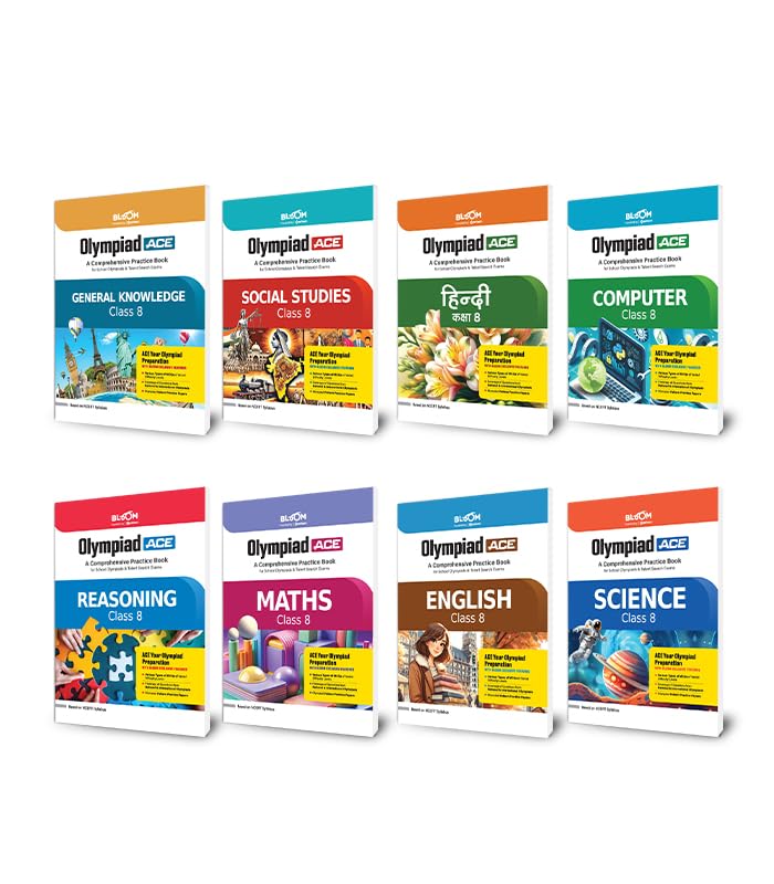 Arihant Bloom Olympiad ACE Science, Mathematics, Reasoning, English, General Knowledge, Hindi, Computer Class 8 (Set of 8) | Com