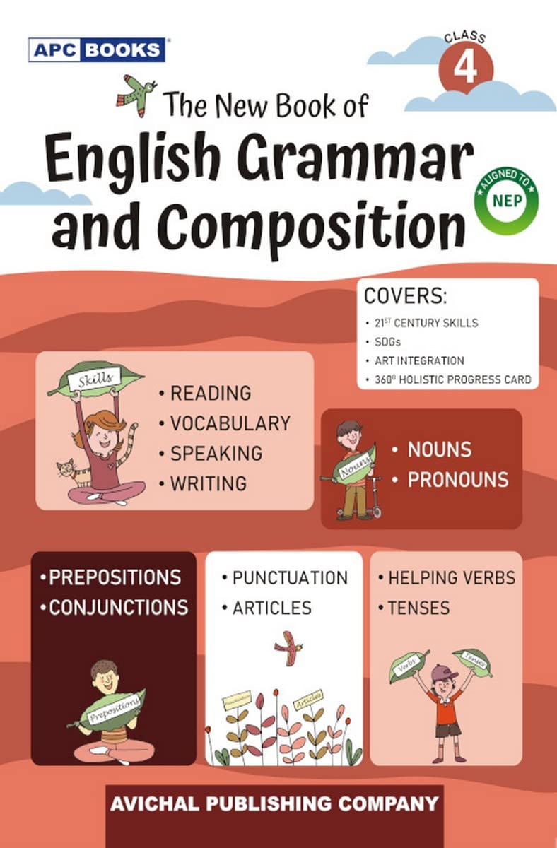 The New Book Of English Grammar And Composition Class 4  By Mukul Jha Meeta Rai, Kamaljeet Yadav, Dolly Dhawan (202425 Examina