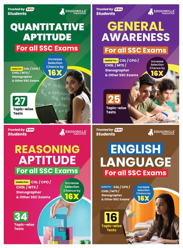 Ssc Exam Preparation Books | English, General Knowledge, Quantitative, Reasoning With 100+ TopicWise Tests (5200+ Solved Questi