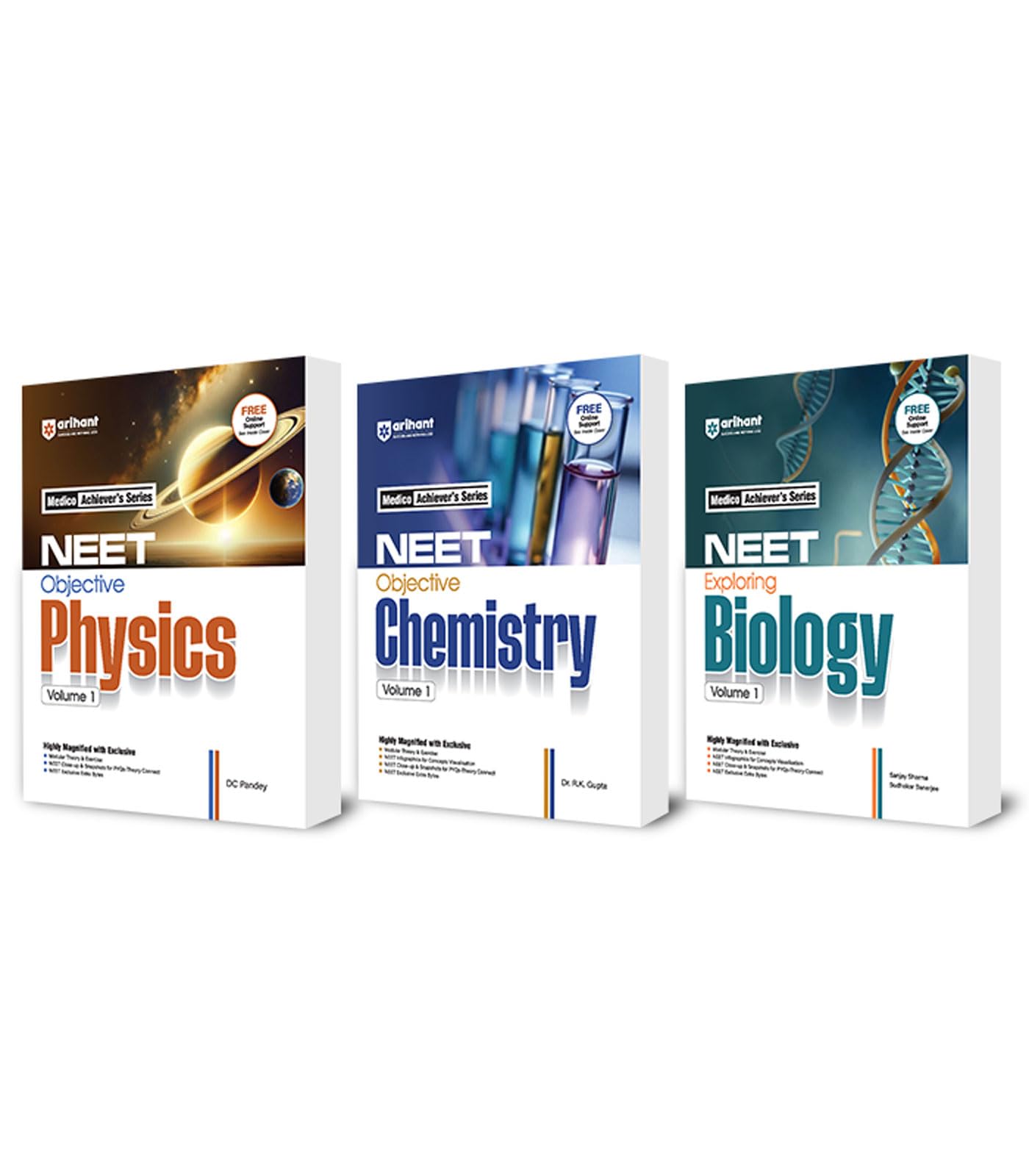 (Old Edition) Arihant NEET Objective Physics,Chemistry,Biology Volume 1 by DC Pandey (Set of 3) | Medico Achievers Series
