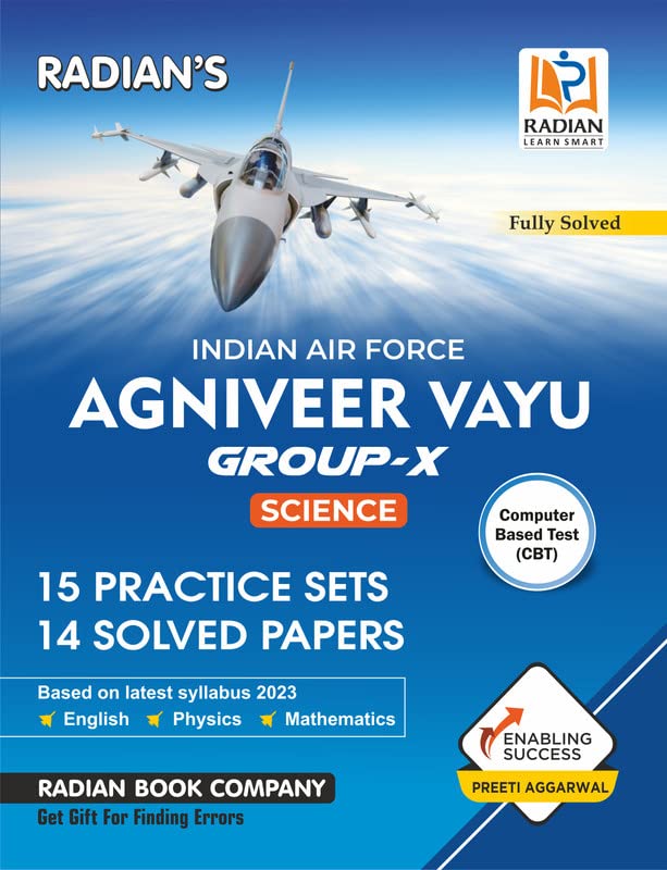 Agniveer Vayu  Airmen Indian Air Force GroupX Practice Set and Previous year Solved Papers Book for Exam 2023 English, Mathem