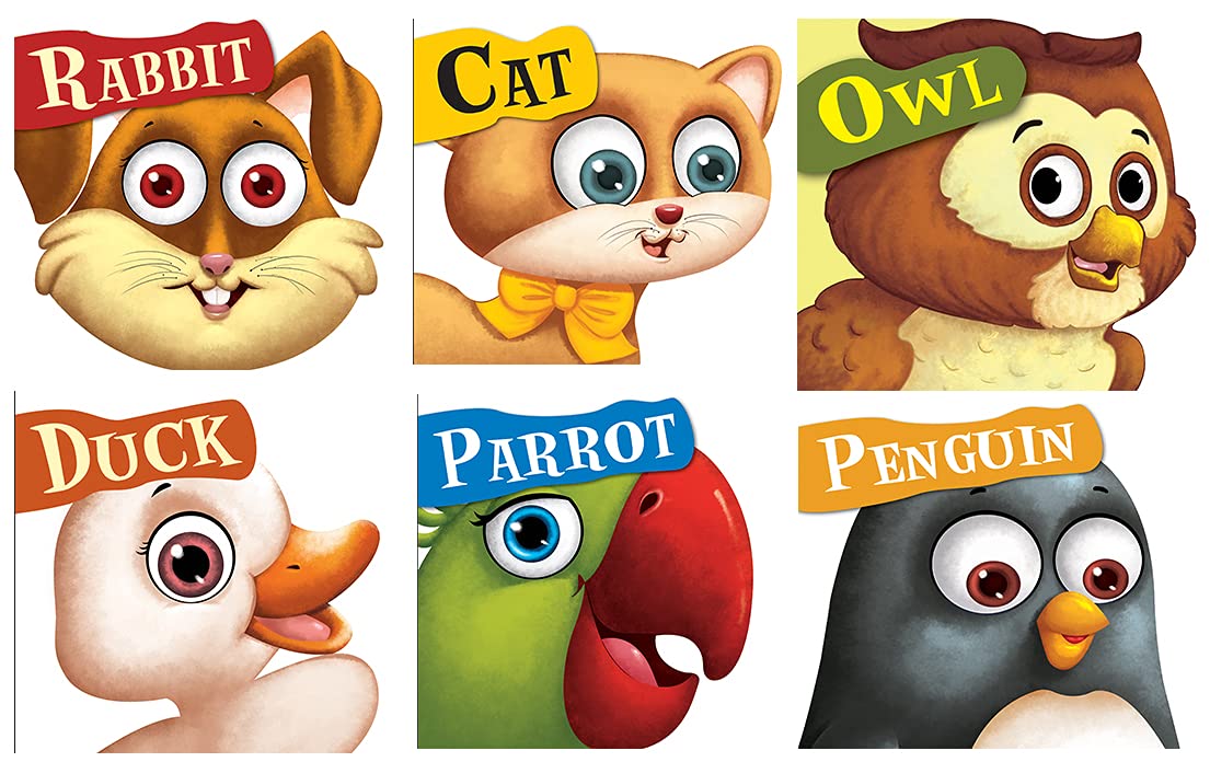 Board Books : Birds (Set of 6 Books) (RABBIT, CAT, OWL, DUCK, PARROT, PENGUIN) (Cutout Board Books) (Cutout Books)