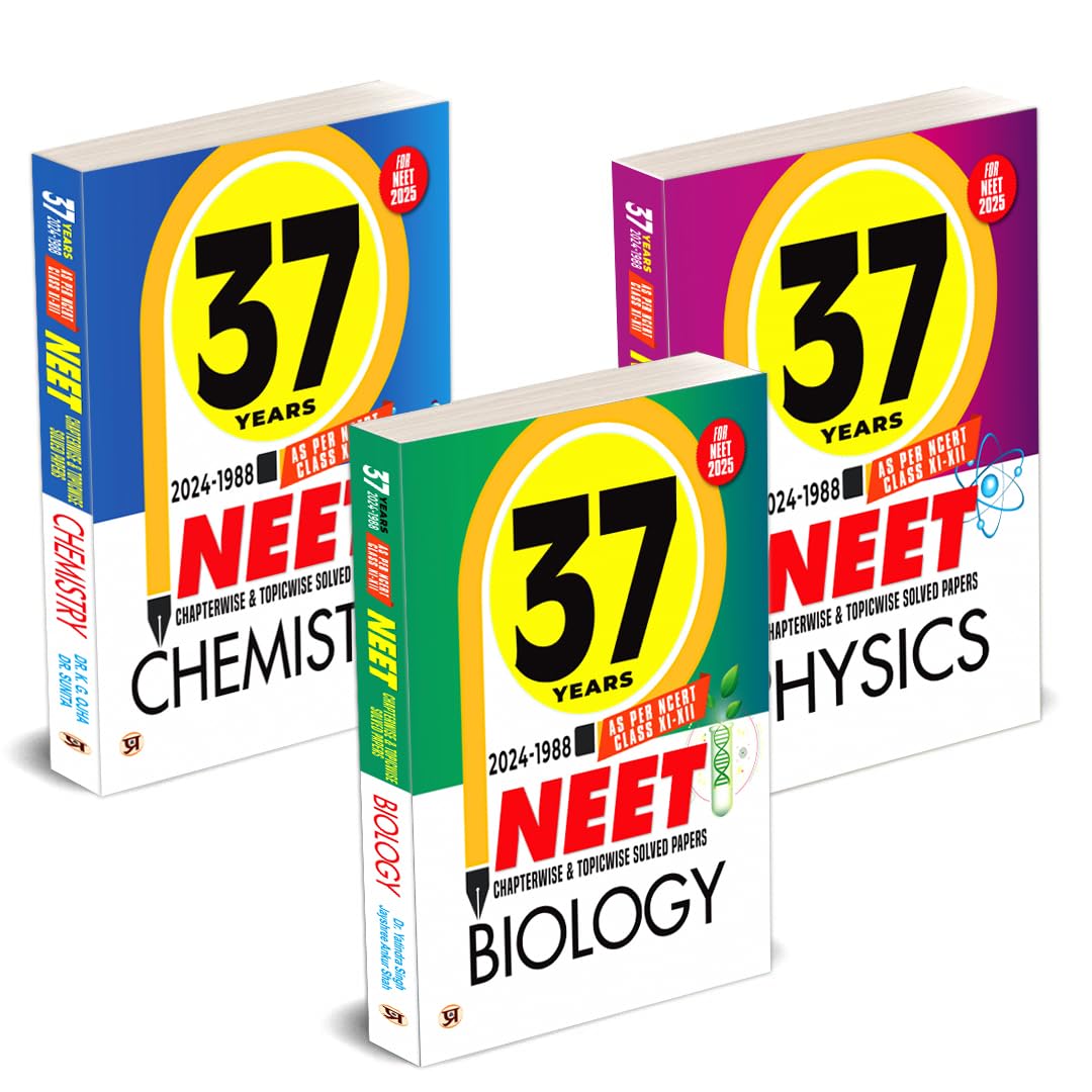 37 Years NEET Previous Year PYQs Solved Question Papers (20241988) | Physics, Chemistry and Biology Combo Set of 3 Books | Chap