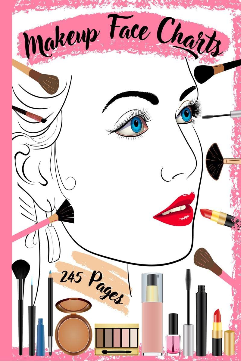 Makeup Face Charts : Blank Makeup Face Chart Worksheets for Makeup Lovers from Beginner to Pro, to Organize and Plan their Desig