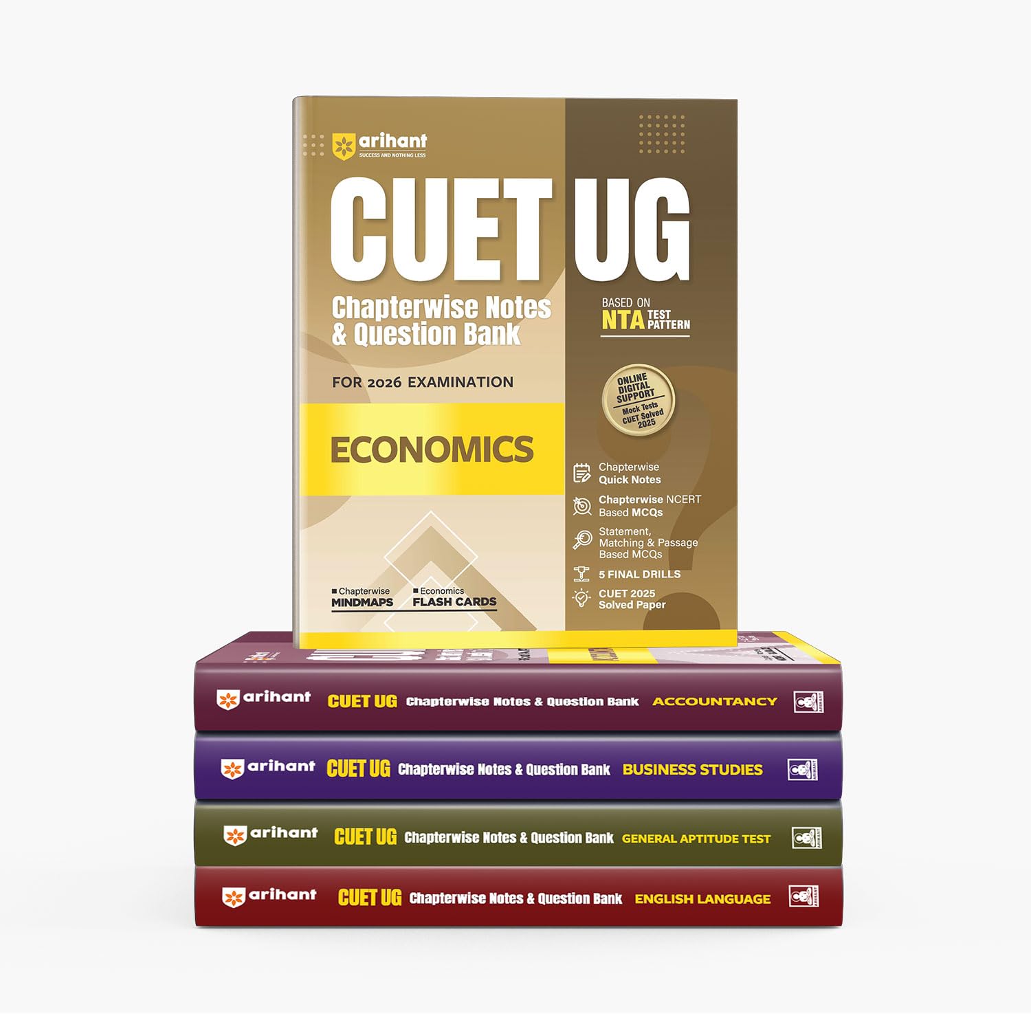 Arihant Cuet Ug 2026 Combo (English Language, Accountancy, Business Studies, General Aptitude & Economics) | Chapterwise Notes &