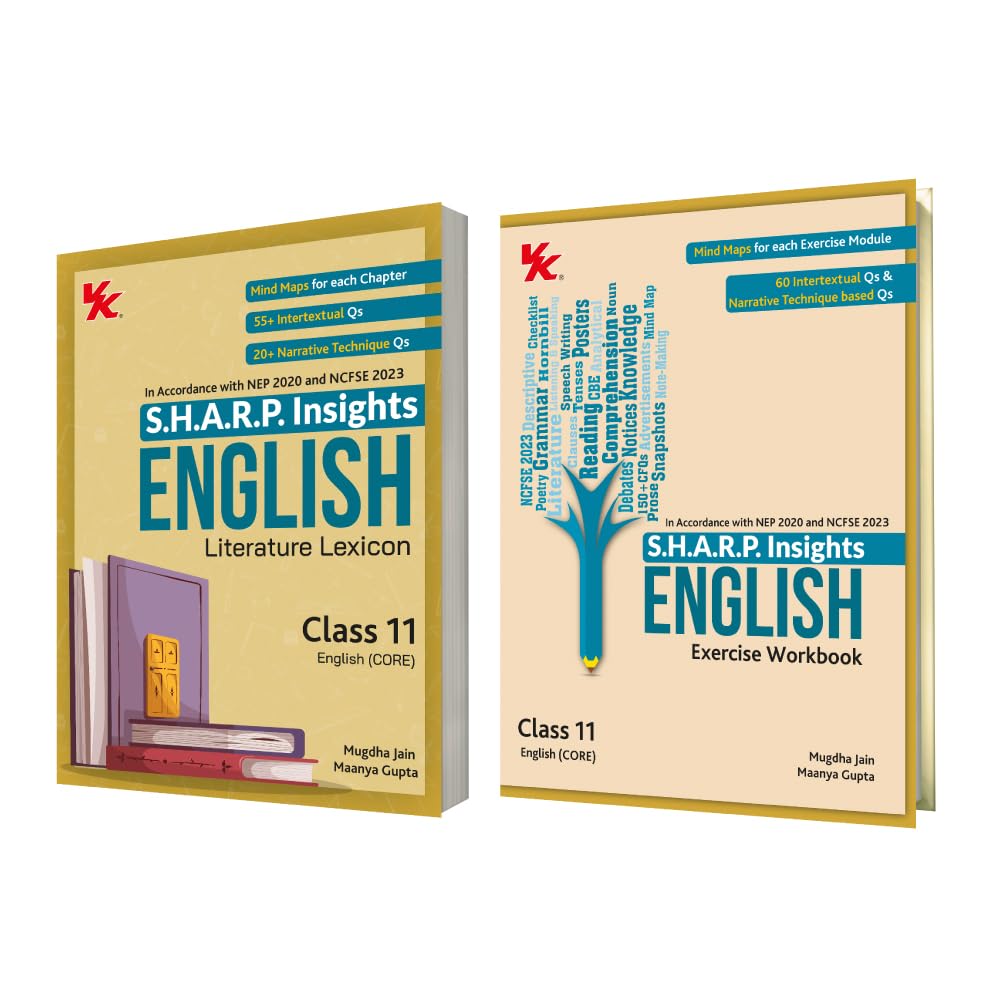 S.H.A.R.P. Insights for English (Core) Lexicon with Exercise Workbook for Class 11 CBSE 202425 (Set of 2 ) by Parijat Jain (IIT