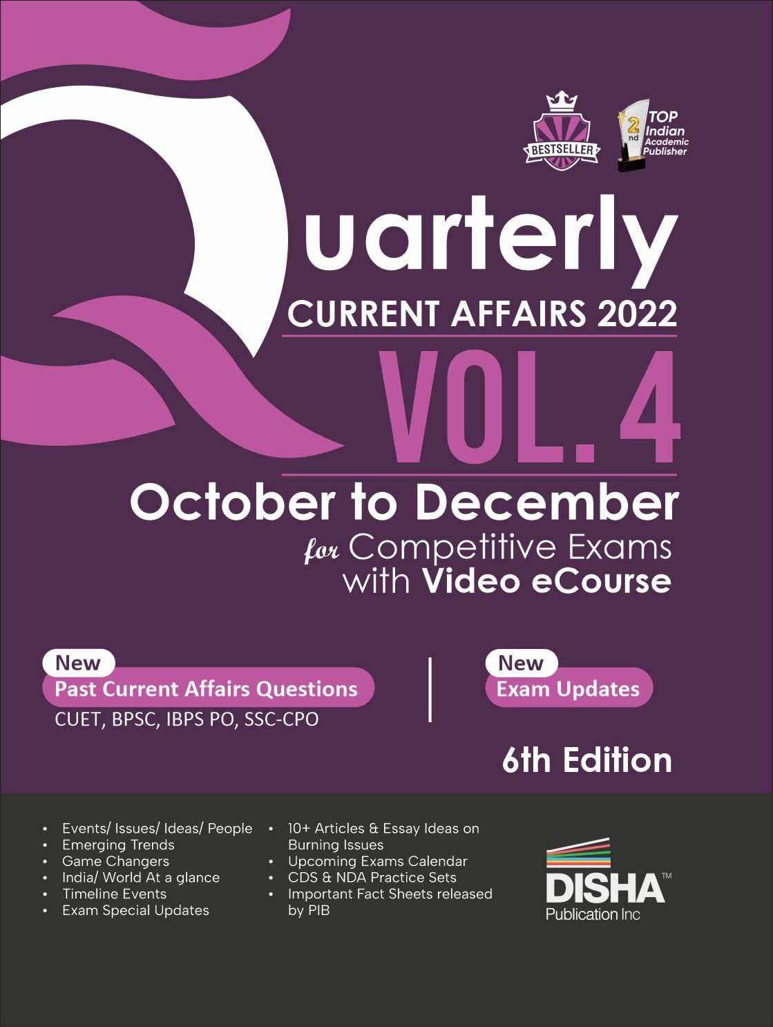 Quarterly Current Affairs 2022 Vol. 4  October To December For Competitive Exams With Video Ecourse 6Th Edition | Gk  General 