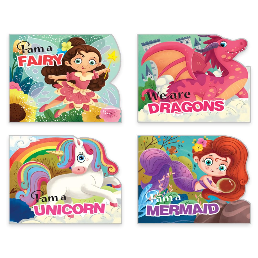 Magical Creatures Shaped Board Books I Board Books for Children Age 2+ I Set of 4 Books (12 Pages in each book) I Picture Book f