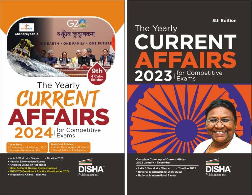 Color Combo (Set Of 2 Books) The Yearly Current Affairs Combo 2024 & 2023 For Competitive Exams 3Rd Edition | Upsc, State Psc, S
