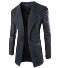 Winwinus Mens Loose Fit TurnDown Collar Splice Woolen Coat Jacket, Dark Grey, US L=China XL