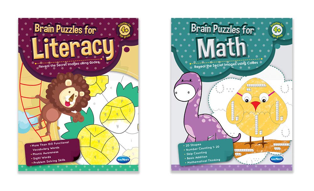 Navneet Brain Puzzle Activity Books  Brain Activities For Kids  Foundational Literacy & Numeracy Books  Age 4+  Educational 