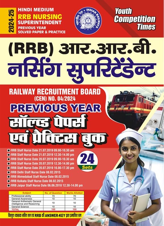 RRB Nursing Superintendent Previuos Year Solved Papers & Practice Book 202425 Hindi Medium