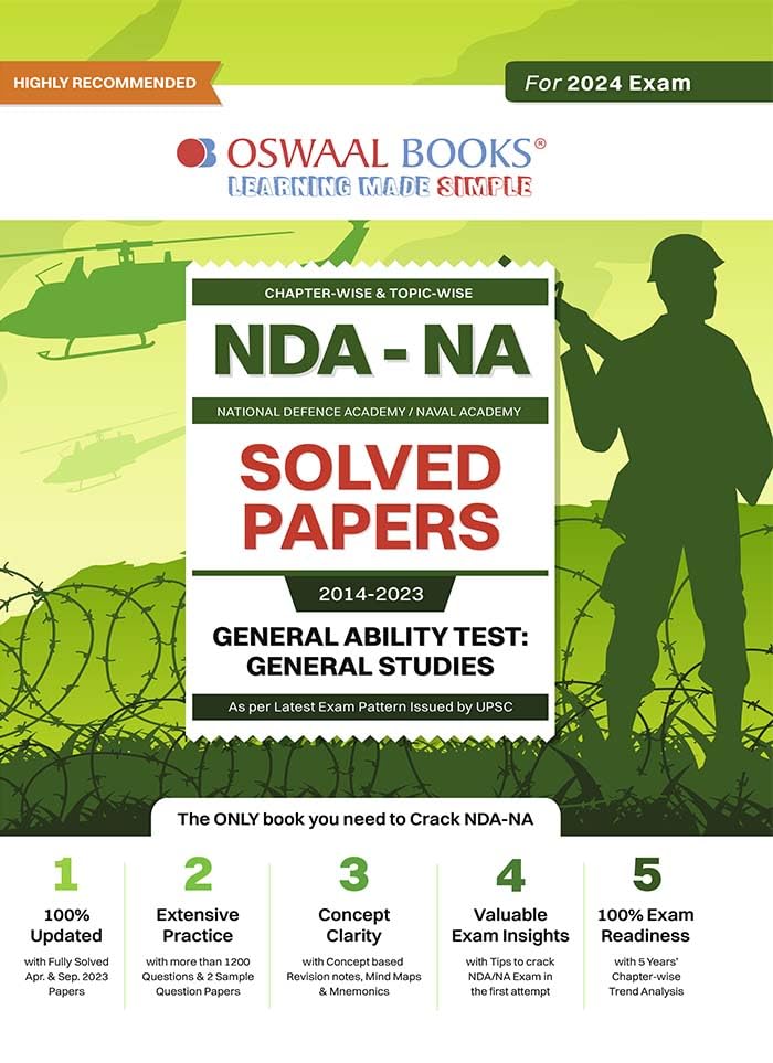 Oswaal NDANA National Defence Academy / Naval Academy Chapterwise & Topicwise (20142023) Solved Papers General Ability Test: G