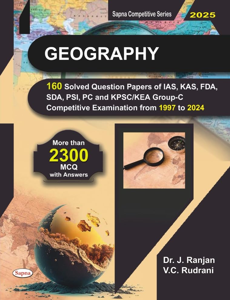 Geography 160 Solved Question Papers of Kas Fda Sda Psi Pc & Group C Competitive Examination From 1997 to 2024