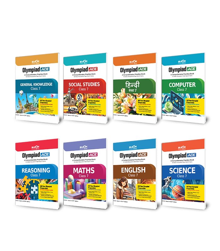 Arihant Bloom Olympiad ACE Science, Mathematics, Reasoning, English, General Knowledge, Hindi, Computer Class 7 (Set of 8) | Com