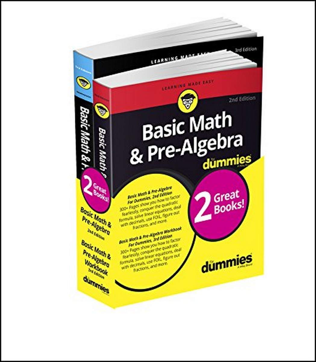 Basic Math & PreAlgebra For Dummies Book + Workbook Bundle