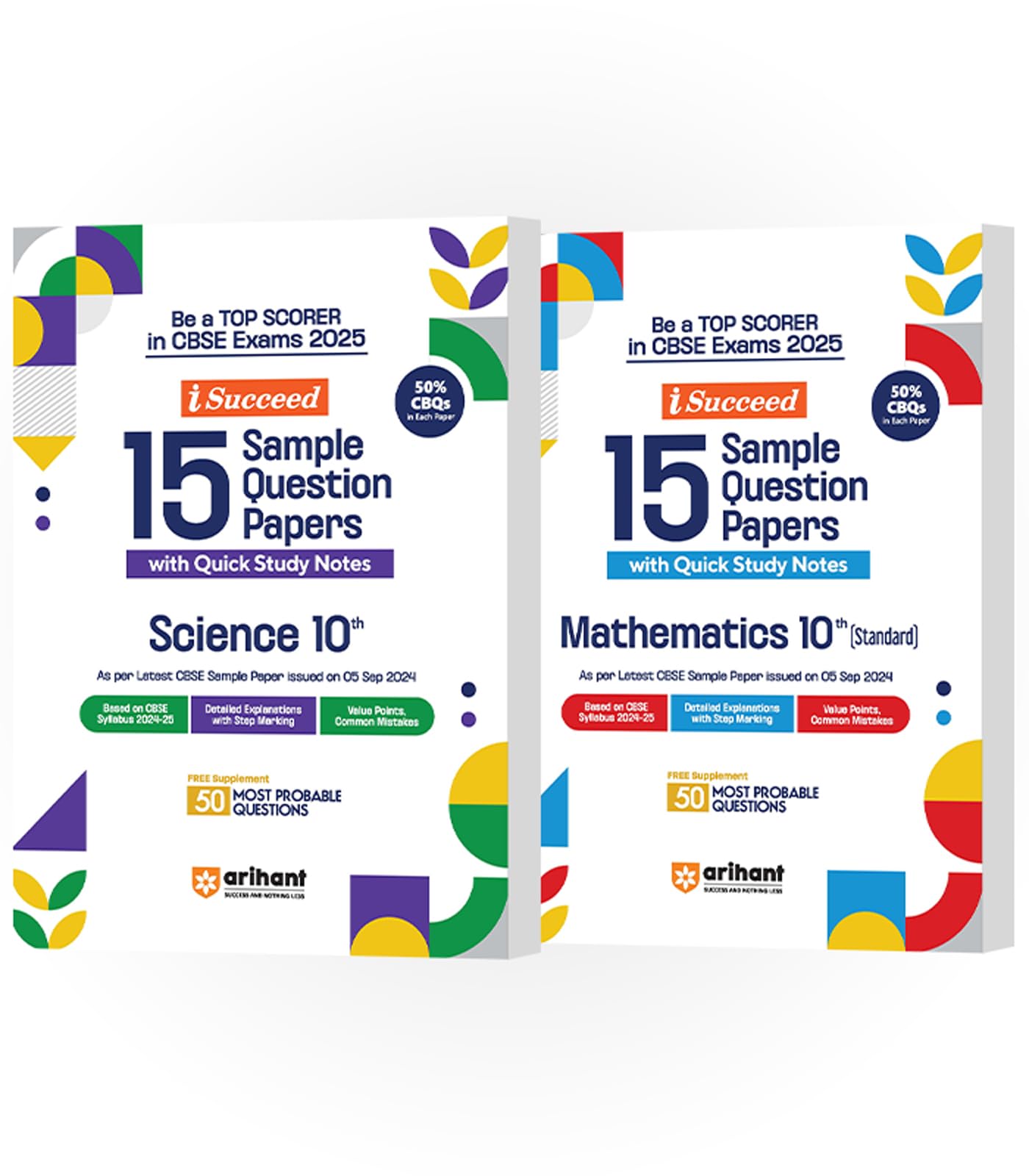 (Old Edition) Arihant ISucceed CBSE Sample Paper Class 10th (20242025) Science & Maths Standard | Combo Set of 2 Books for Exa