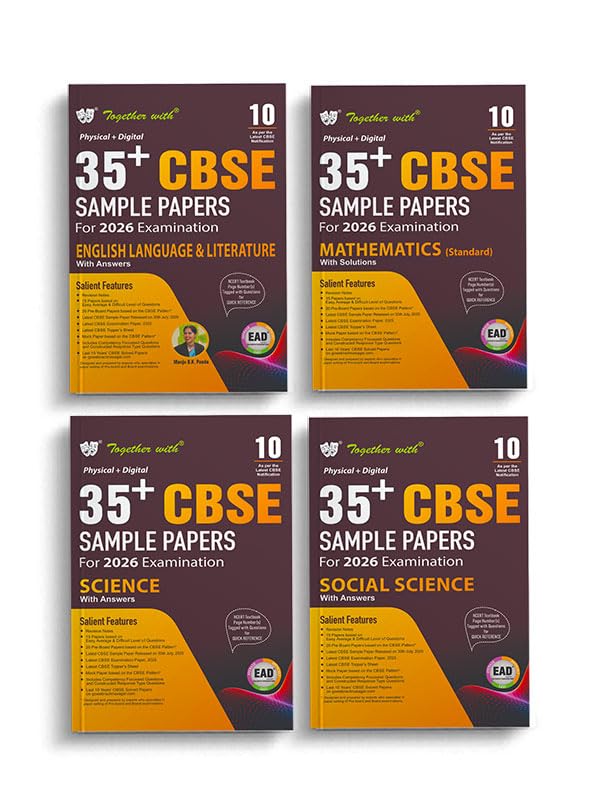 Together with CBSE Sample Paper Class 10 Science, Social Science, Mathematics, English Language & Literature (Set of 4 EAD Books