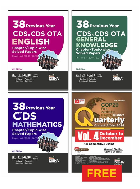 Disha Combo (4 Books) 38 TopicWise Cds Mathematics, English & General Knowledge Previous Year Solved Papers (2007  2025) Phase