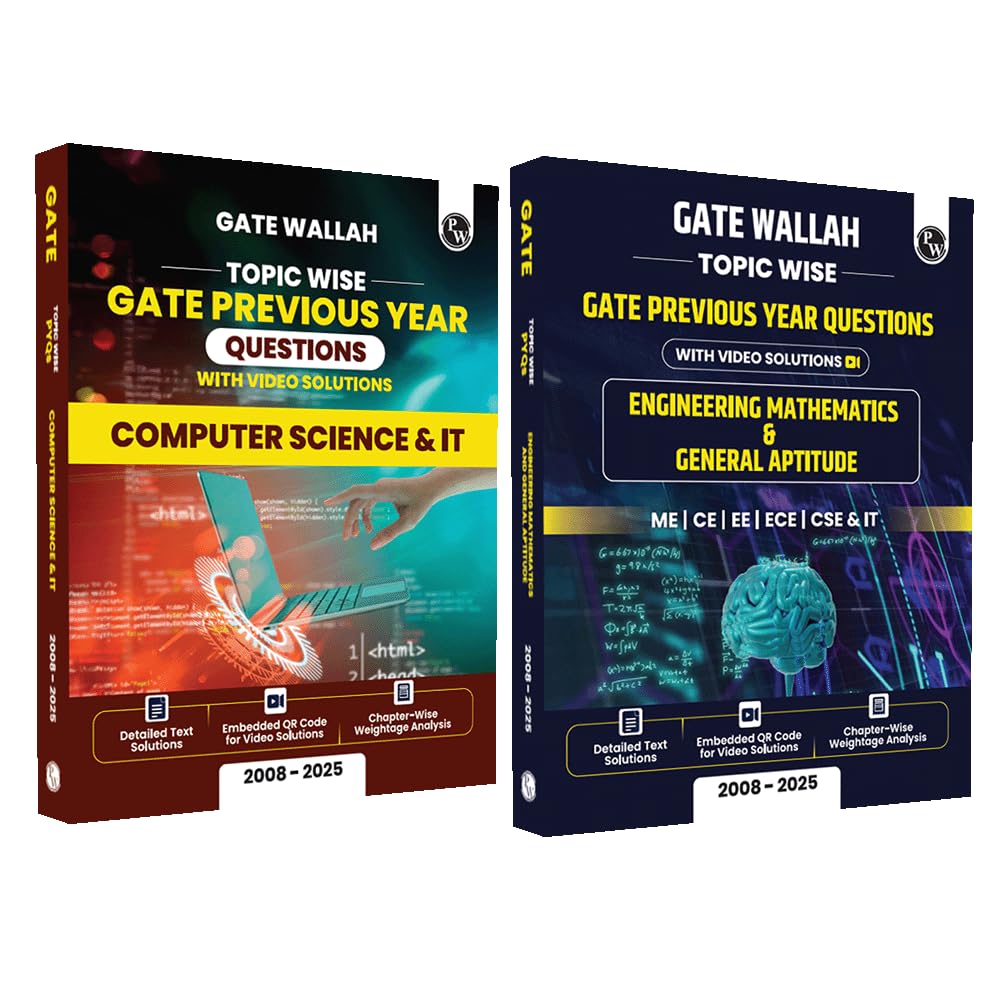 PW GATEWALLAH Computer Science & IT and Engineering Mathematics & General Aptitude Combo Set of 2 Books Topicwise Previous Years