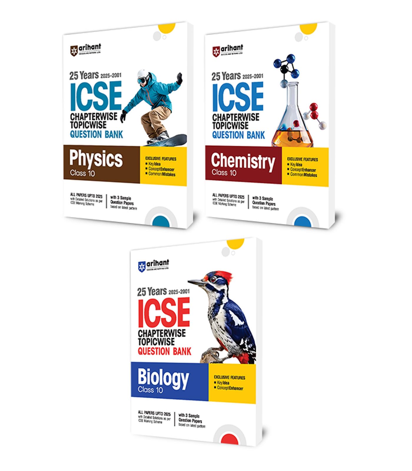 Arihant ICSE Class 10 Chapterwise Topicwise Question Bank Physics, Chemistry, Biology | 25 Years Solved Papers (20012025), Samp