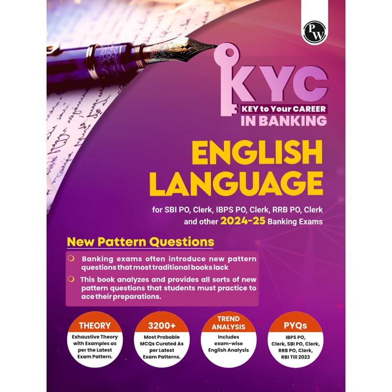 PW KYC English Language Book For All Banking Exams 2024  2025 with PYQs and New Pattern Questions  Key To Your Career For Bank