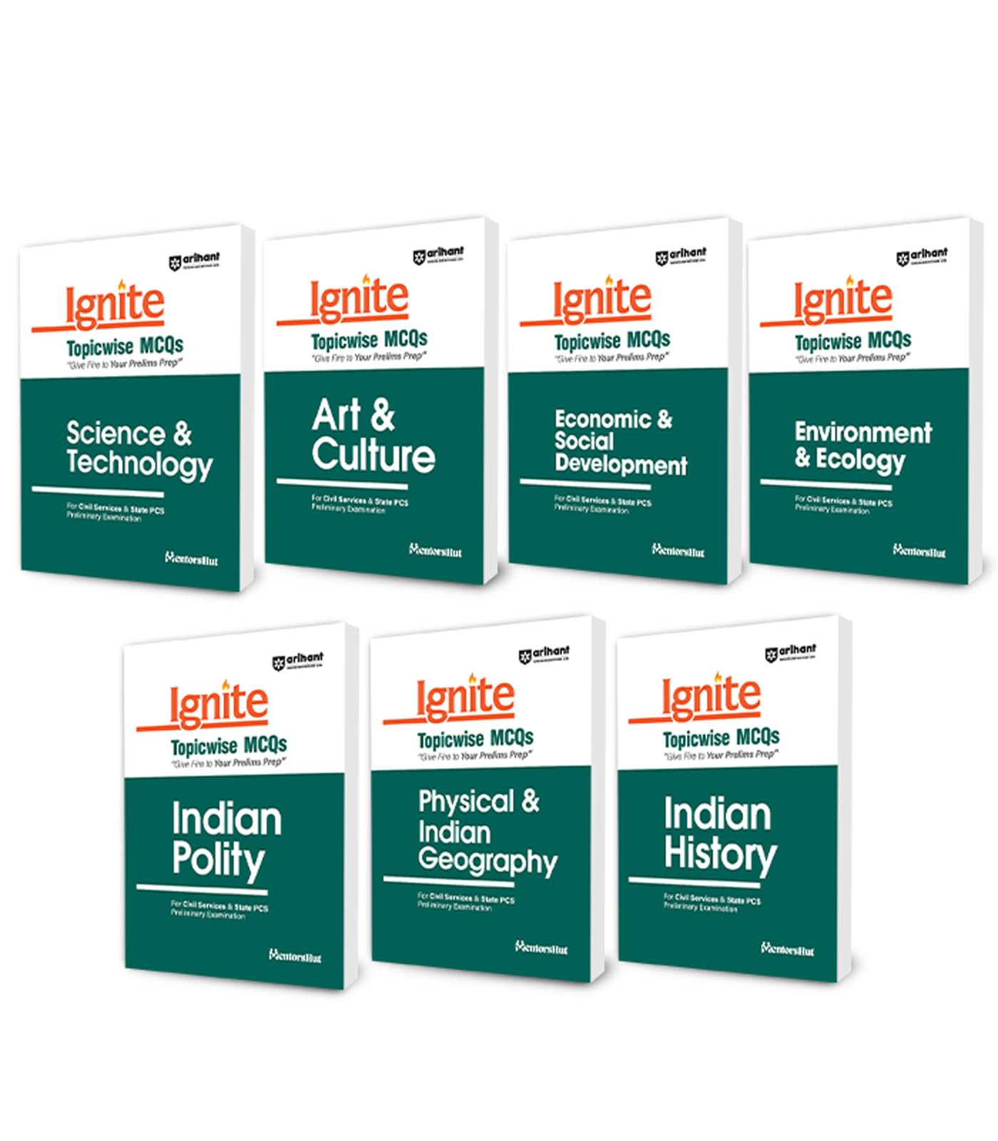 (Old Title) Arihant Ignite Topicwise MCQs for UPSC Prelims Complete (Set of 7) Books | Indian Polity, History, Geography, Econom
