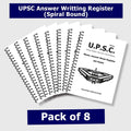 PIXELPAGE [Set of 8] UPSC mains Answer Sheet Blank Register for Exam Prep: Your Path to Victory with 200 pages of A4 size