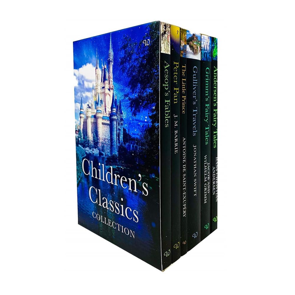 Childrens Classics Collection 6 Books Collection Box Set (Aesops Fables, Peter Pan, Little Prince, Gullivers Travels, Grim