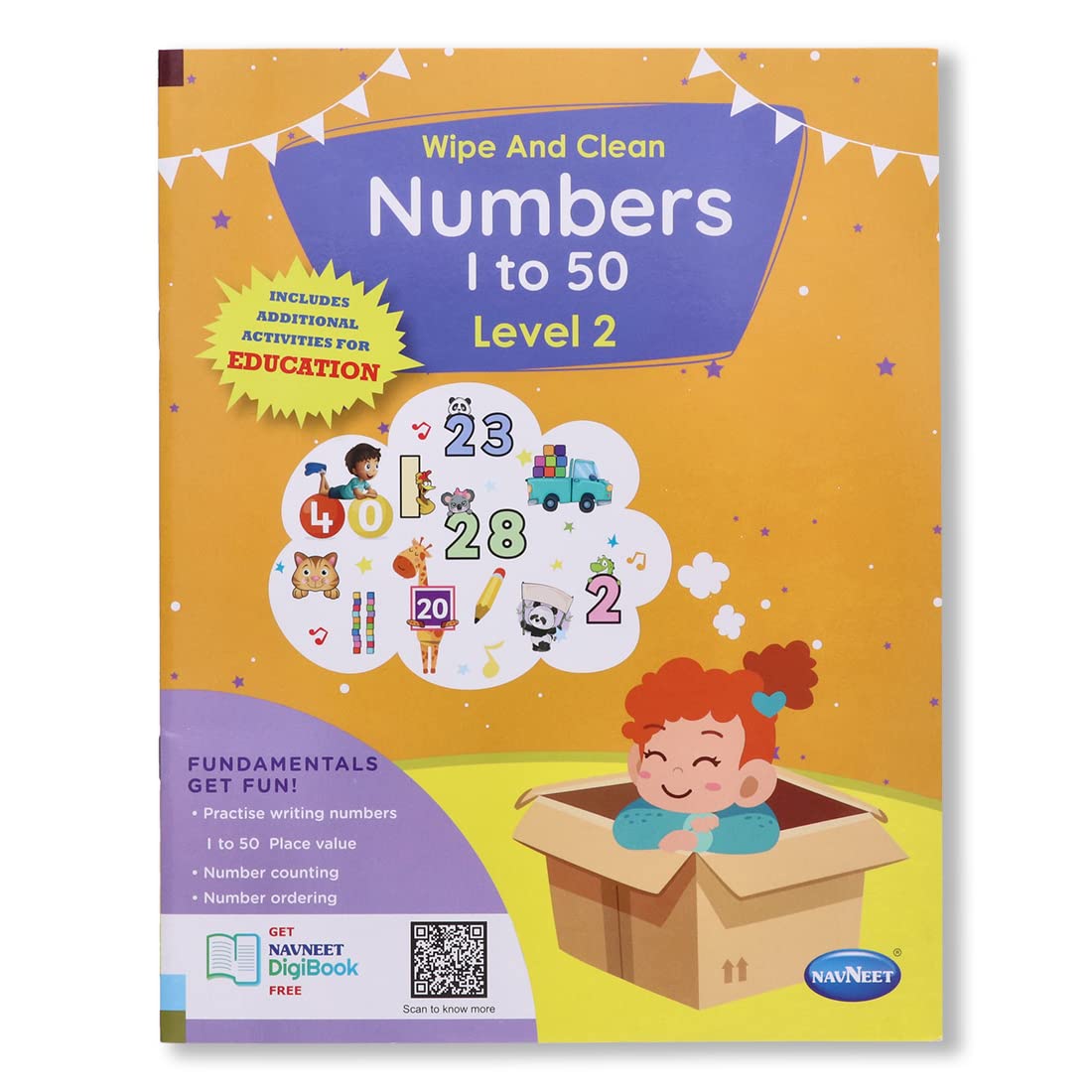 Navneet Wipe And Clean Book  Numbers ( 1 To 50) Level 2:Write And Practice Capital Letters (Reusable Wipe And Clean Books)