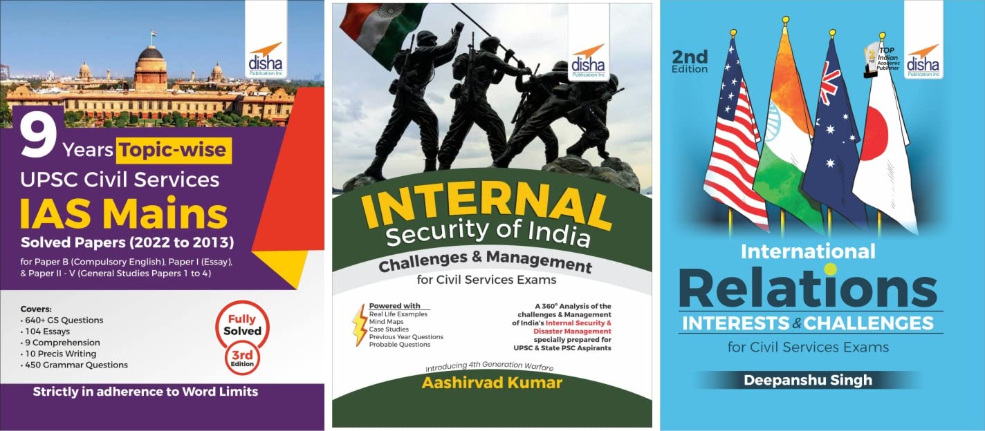Combo 9 Years Topic Wise UPSC Civil Services IAS Mains Solved Papers (2022 to 2013) with International Relations & Internal Secu