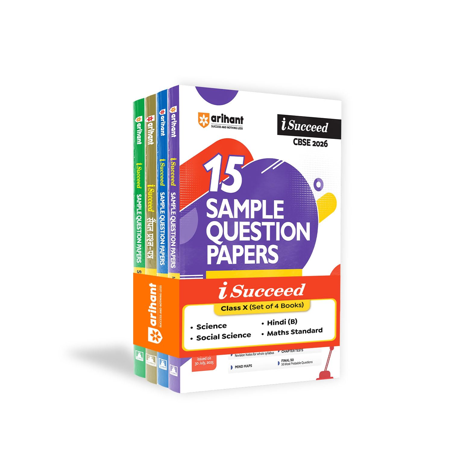 Arihant iSucceed CBSE Sample Question Papers 2026 Science, Social Science, Maths Standard & Hindi B Class 10 (Set of 4) | 15 
